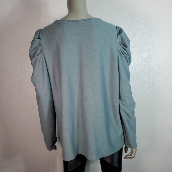 Nine West‎ Top Plus Size XXL Princess Sleeve Ribbed Stretch Long Sleeve Blue - Picture 4 of 6